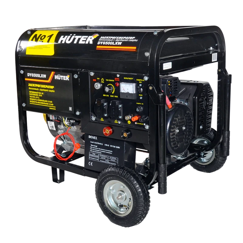 Электрогенератор бензиновый Huter DY6500LXW + с функцией сварки, с колёсами