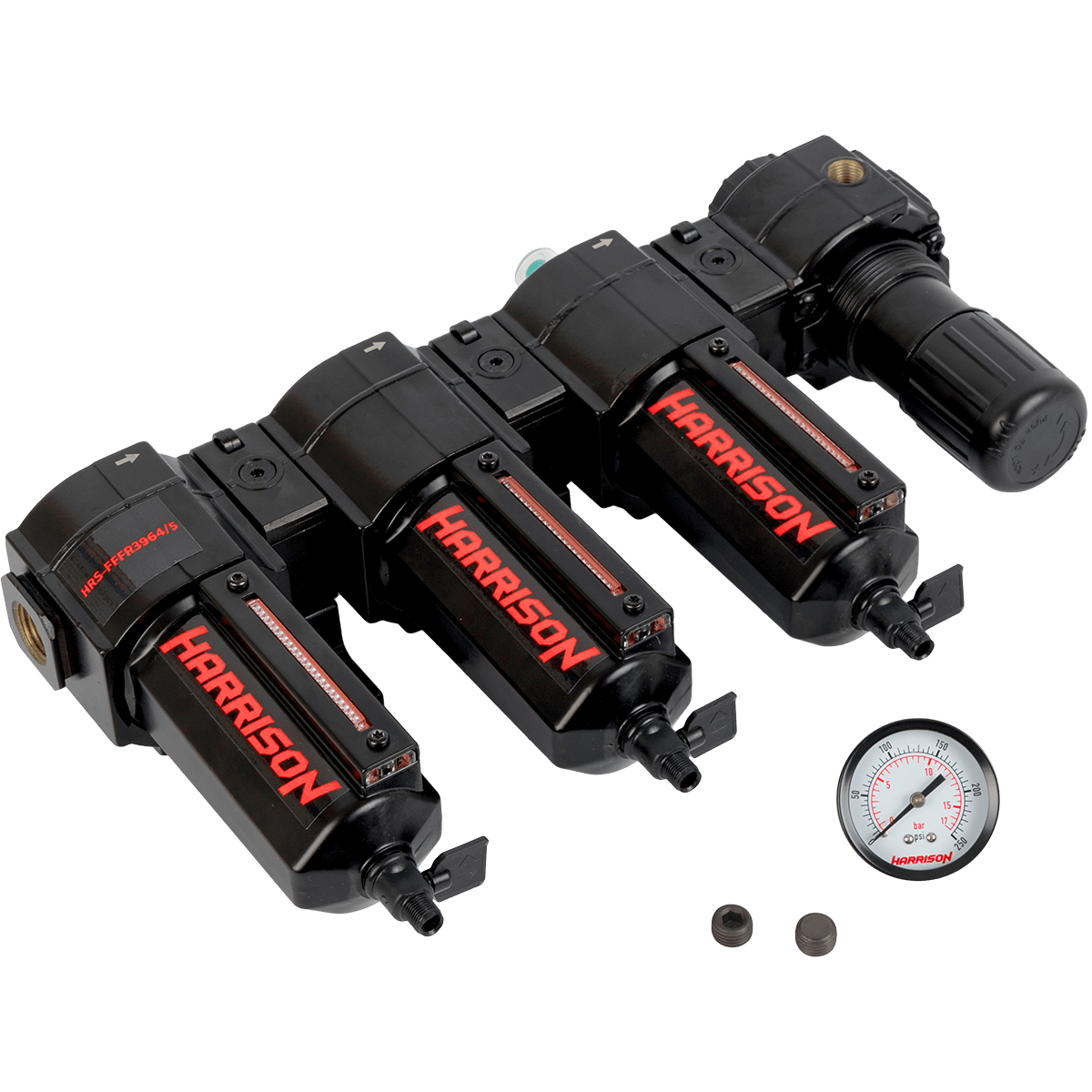 Блок подготовки воздуха Harrison с фильтром 5 мкм, фильтром 1 мкм, фильтром 0,01 мкм и регулятором - фото