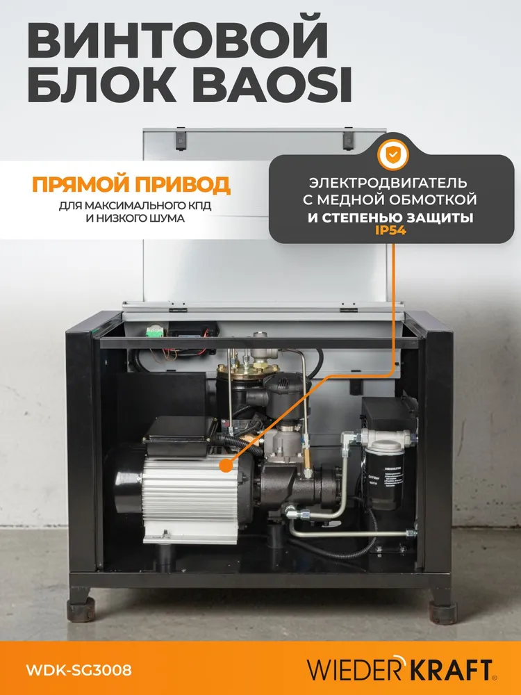 Компрессор винтовой WIEDERKRAFT WDK-SG3008 - фото