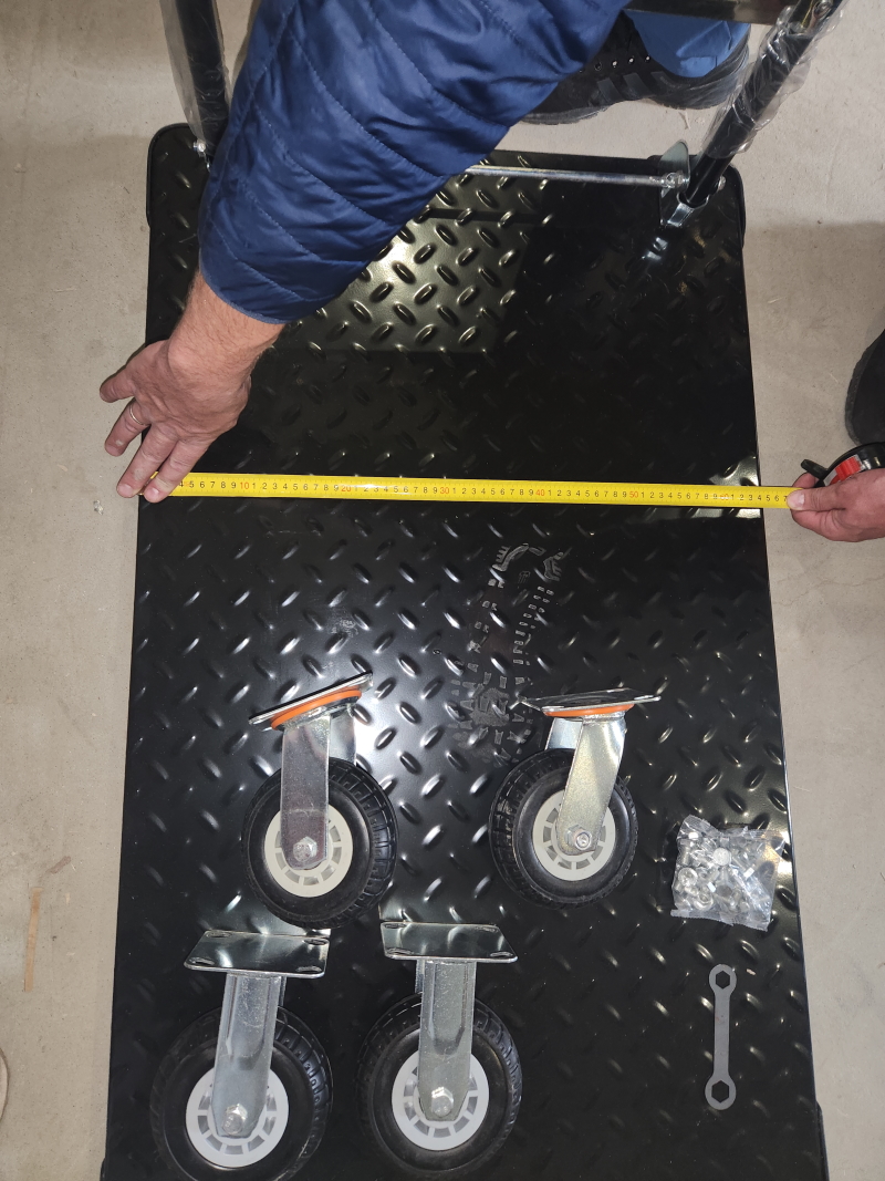 Тележка платформенная 950 кг TOR PH950 (1100х650) со складной ручкой (резиновые колеса 150 мм) - фото