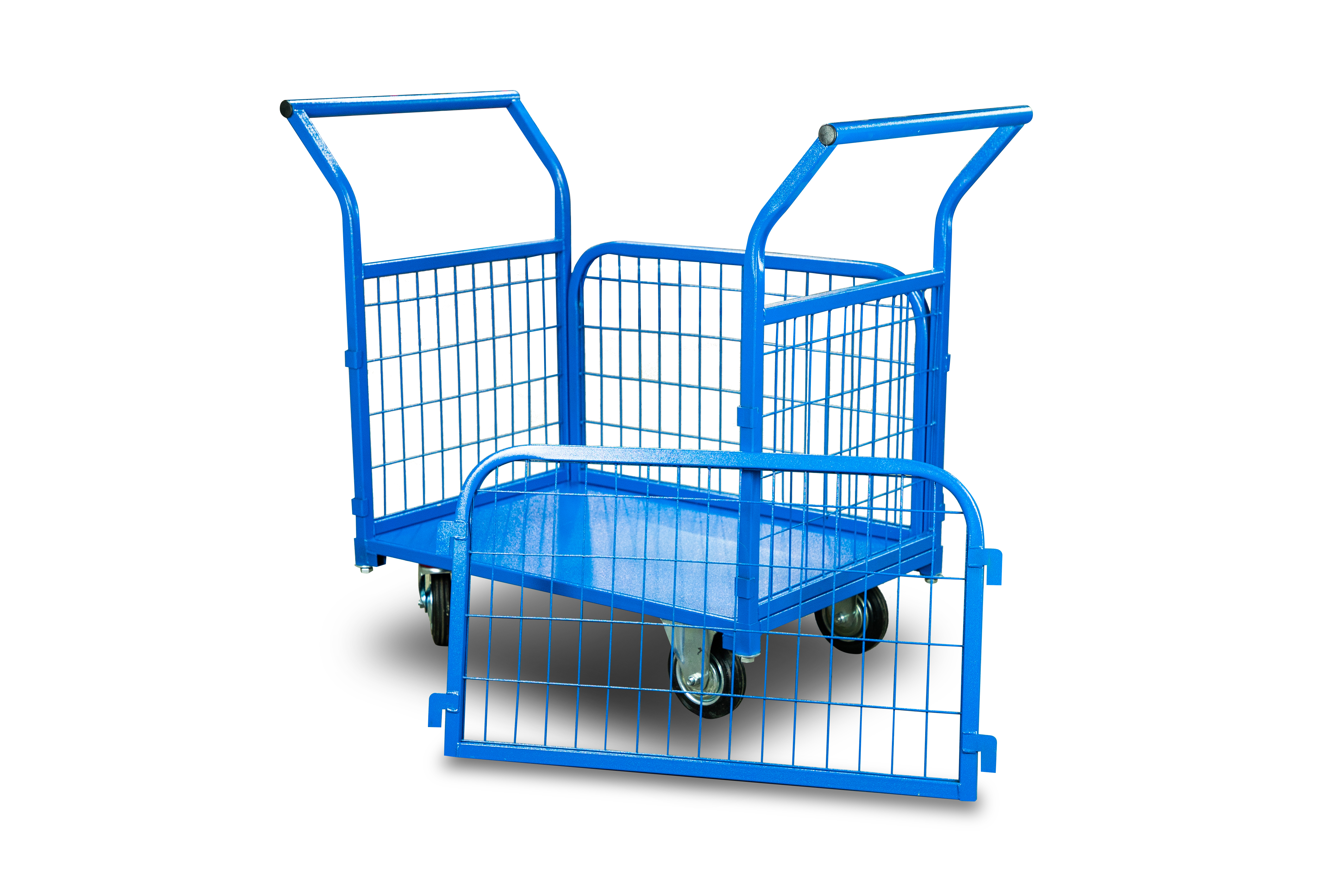 Тележка платформенная TOR ТП-6С (800х1200) с бортами из сетки и двумя ручками (колеса 160 мм ) - фото