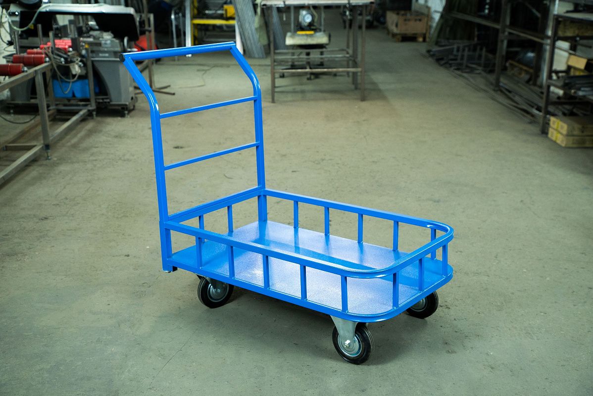 Тележка платформенная TOR ТП-МБ (600х1000) с бортами (колеса 125 мм) - фото