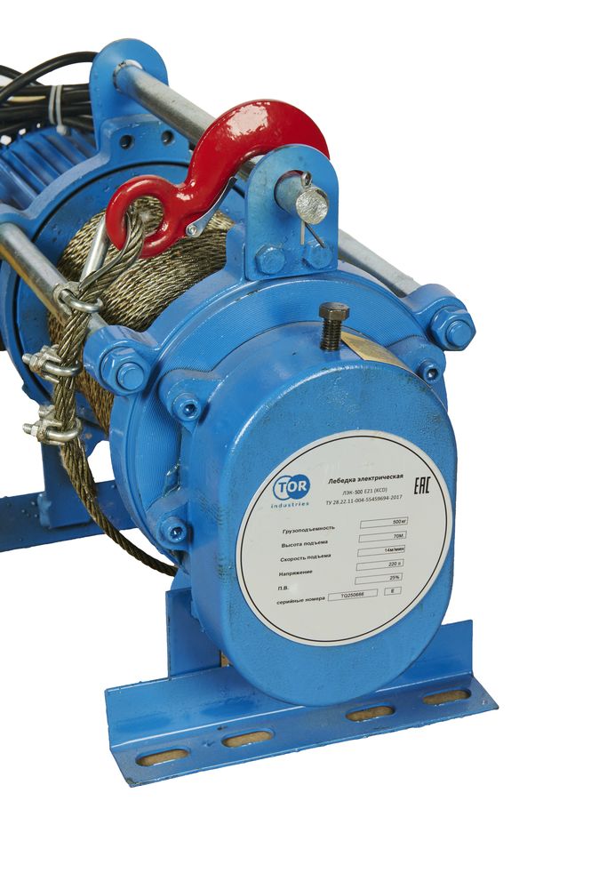 Лебедка электрическая 500 кг 70 м с канатом 220 В TOR KCD - фото