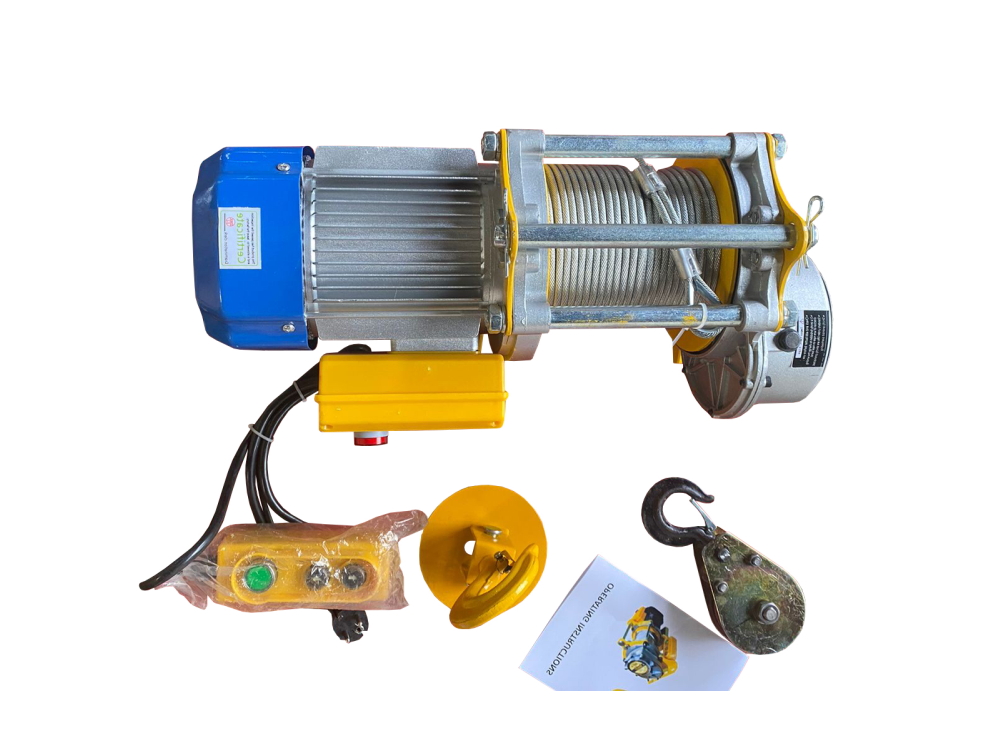 Лебедка электрическая 500/1000кг 50/25м с канатом 220В алюминиевый корпус TOR KCD (TSA) - фото