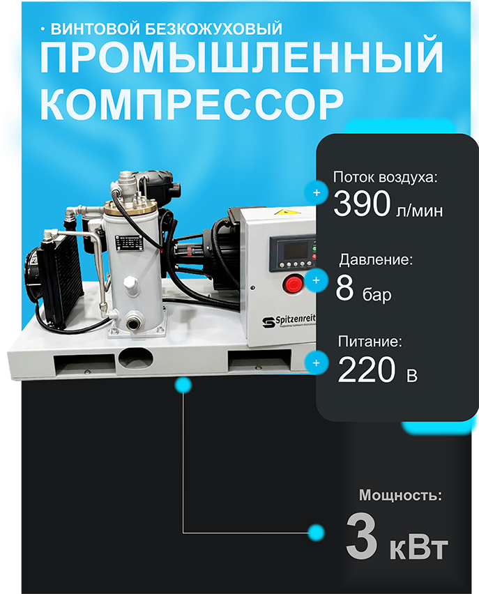 Винтовой безкожуховый компрессор Spitzenreiter S-4D 220 В - фото