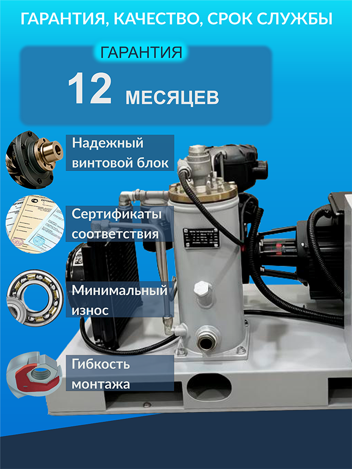 Винтовой безкожуховый компрессор Spitzenreiter S-3D на ресивере 90 л 220 В - фото