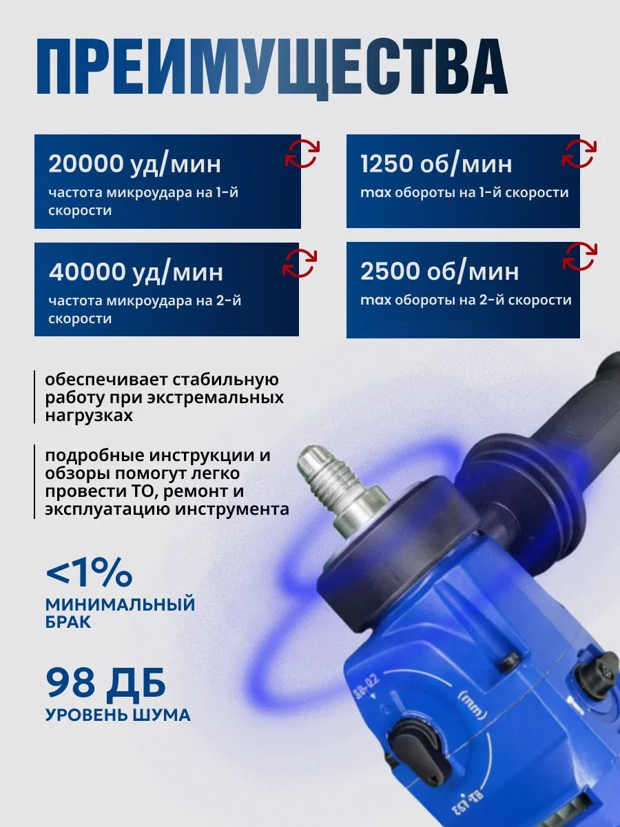 Алмазная дрель KEOS KS-158 ПУЛЬСАР (PULSAR) с микроударом (ручная установка, 1800 Вт, бесщеточная) - фото