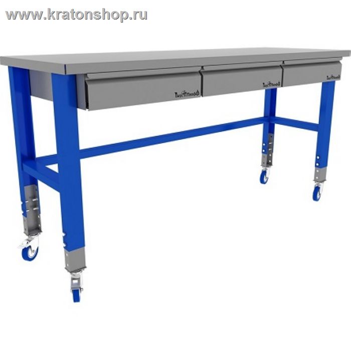 Стол металлический промышленный  2000 мм. PROFF на колесах