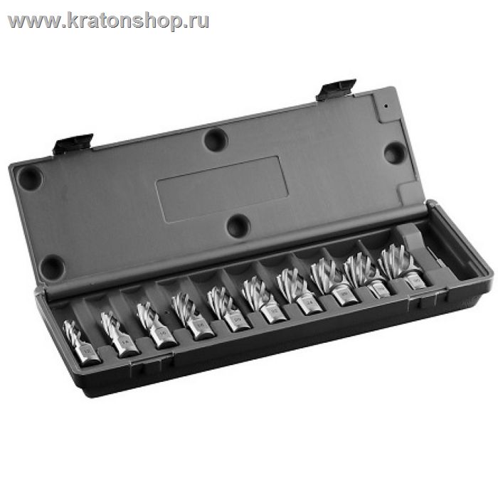 Набор из 10 кольцевых фрез HSS и одного центровочного штифта