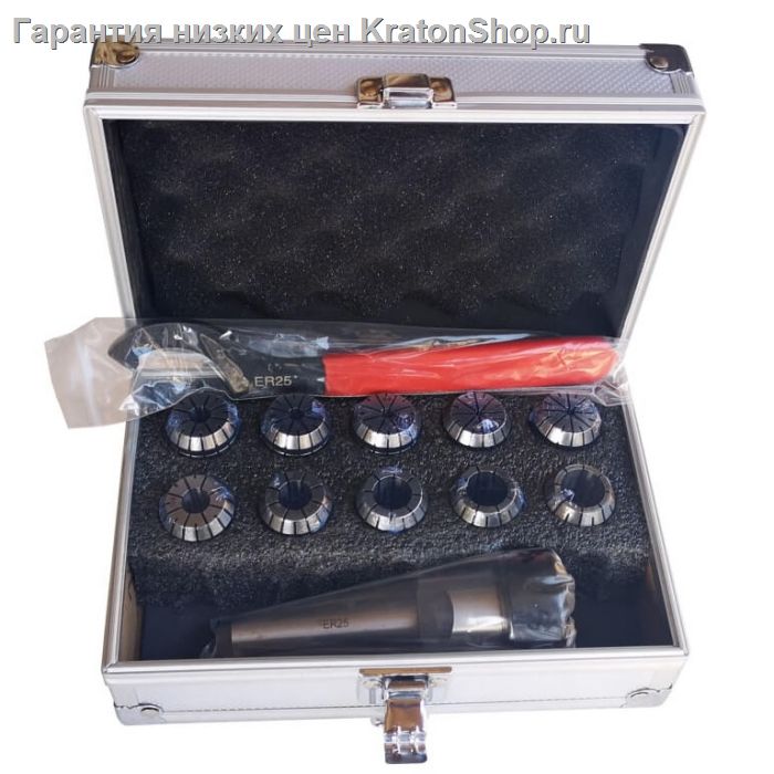 Цанговый патрон ER25 MT4 с набором цанг 3-16 мм (10 шт.)
