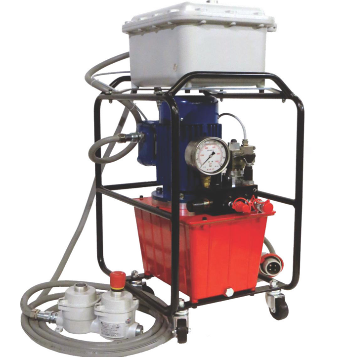 Двухпоточная маслостанция МГС700-0.9П-Э-2ГГ-4-ATEX-Р7м-К6м-220В (полуавтоматическая для четырех гайковертов)