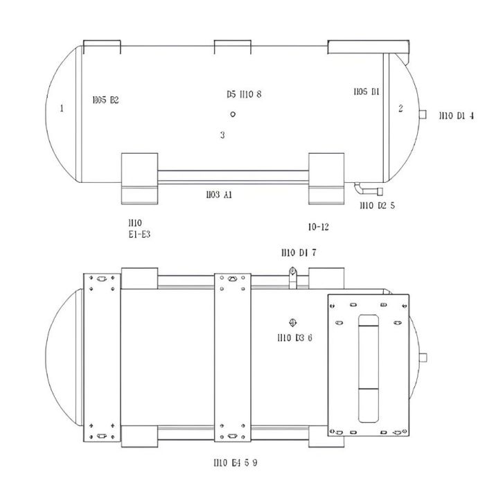 Ресивер горизонтальный IronMac 500L (с подготовкой  под сборку блочных станций)