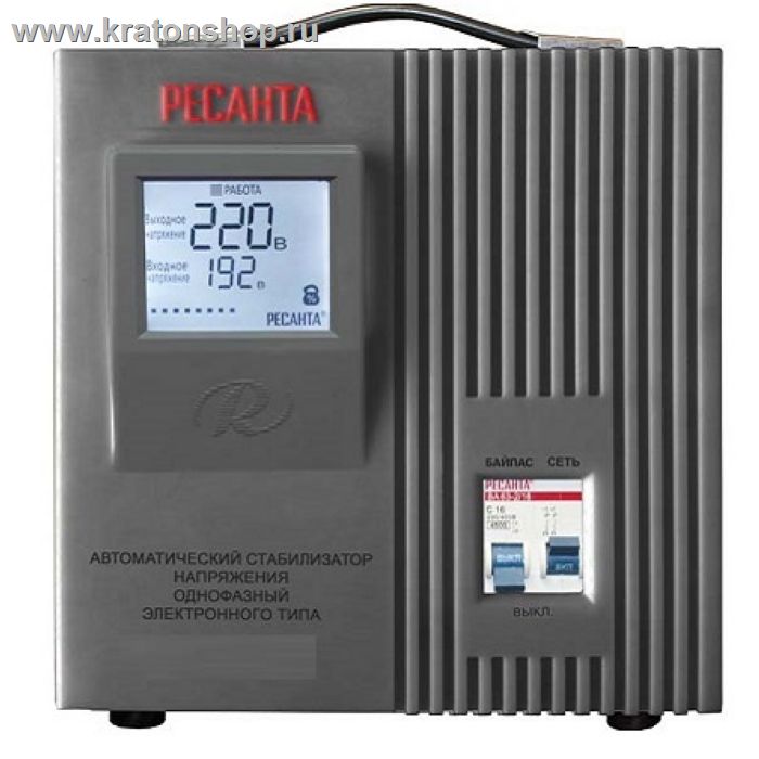 Стабилизатор Ресанта АСН- 5 000/1-Ц релейный с цифровым дисплеем