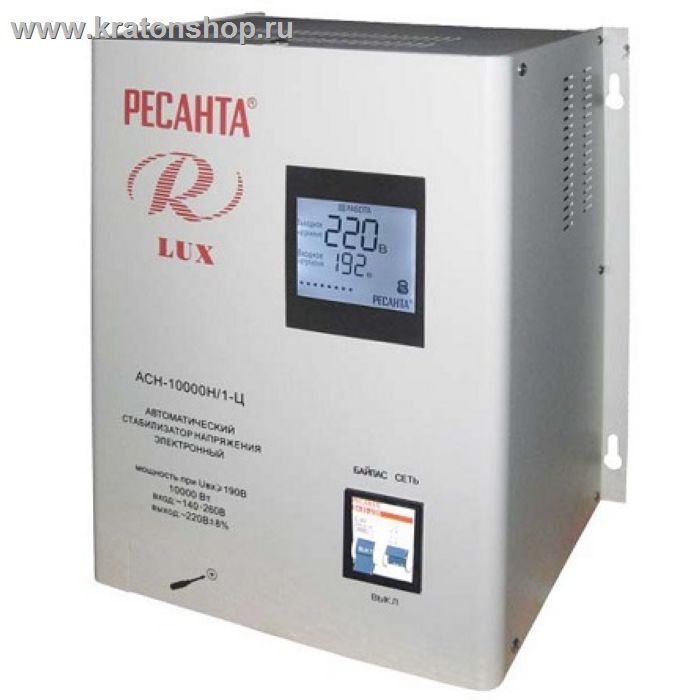 Стабилизатор Ресанта АСН-10 000 Н/1-Ц Ресанта Lux (Настенный) релейный с цифровым дисплеем