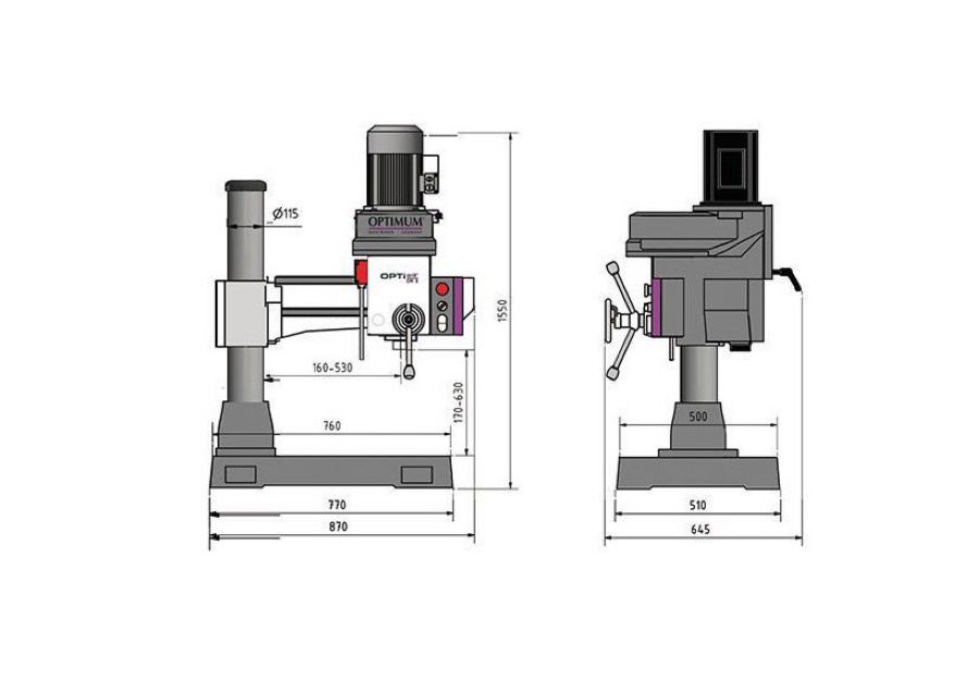 Станок сверлильный Optimum OPTIdrill RD3 (380В) - фото