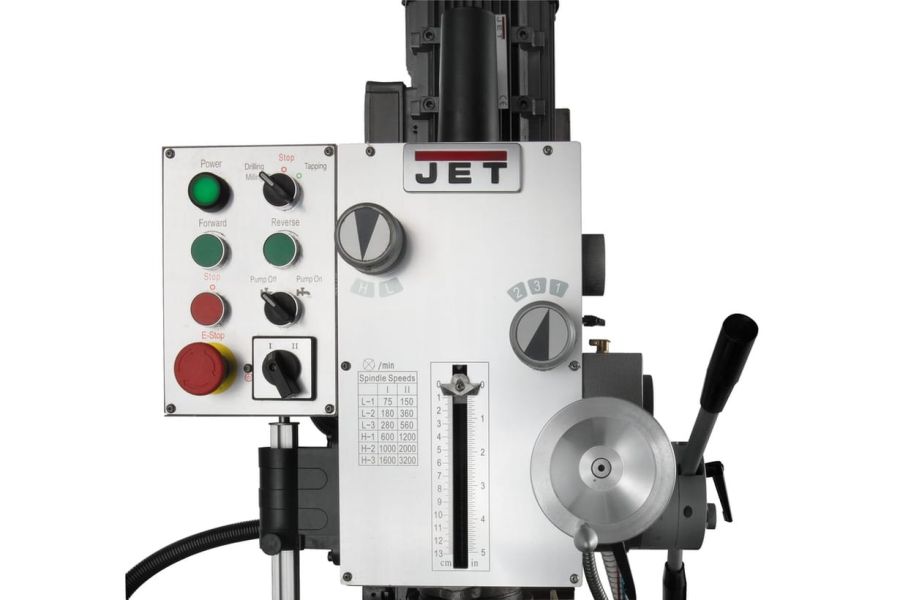 Редукторный фрезерно-сверлильный станок с автоматической подачей пиноли шпинделя JET JMD-45LPF - фото