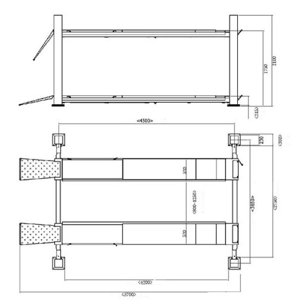 Подъемник 4-х стоечный для развала-схождения Wieder Kraft WDK-541 - фото