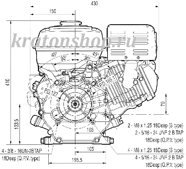 Двигатель бензиновый Grost GX 270 RE с редуктором, аналог HONDA - фото