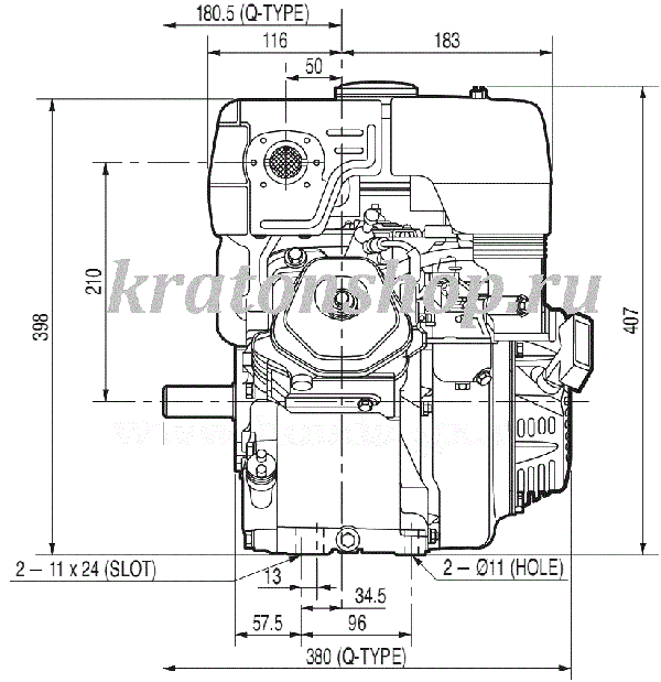 Двигатель бензиновый Grost GX 270 RE с редуктором, аналог HONDA - фото