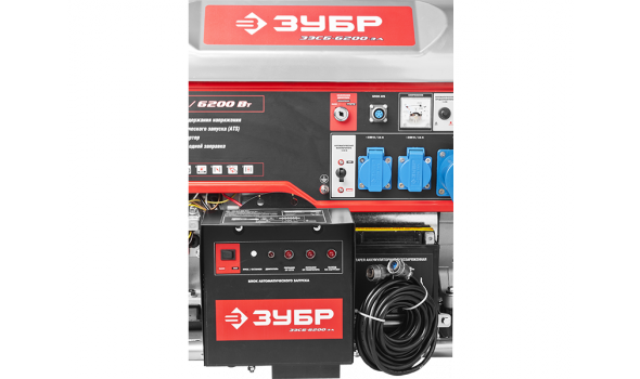 Генератор бензиновый Зубр ЗЭСБ-6200-ЭА, с блоком автоматического ввода резерва (ATS) - фото