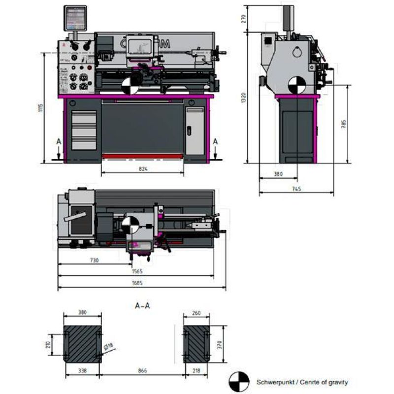 Станок токарный Optimum OPTIturn TH 3309D - фото