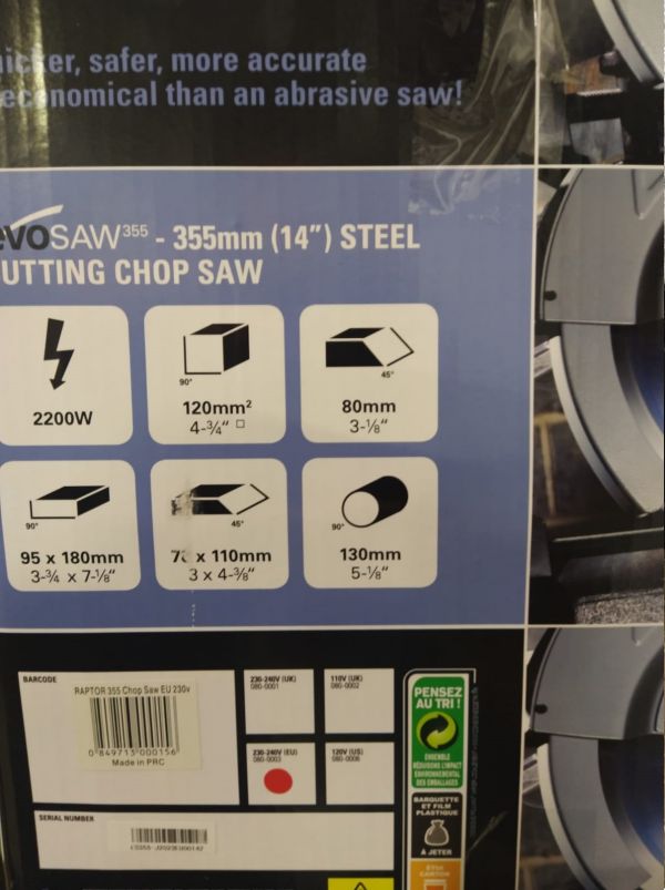 Машина отрезная Evolution 355 (Raptor 2021г.) - фото
