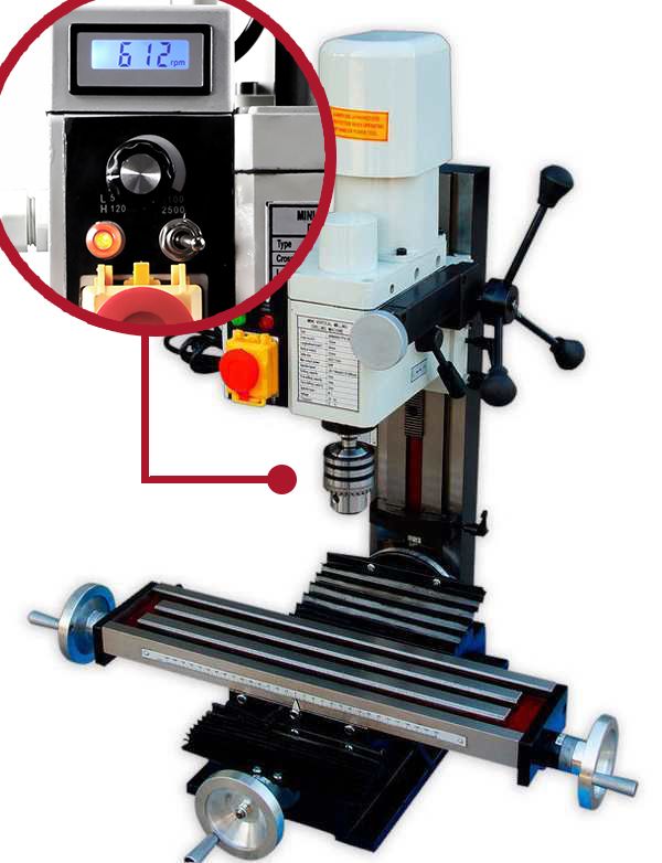 Вертикально-фрезерный станок VISPROM FPV-25LP с индикацией оборотов - фото