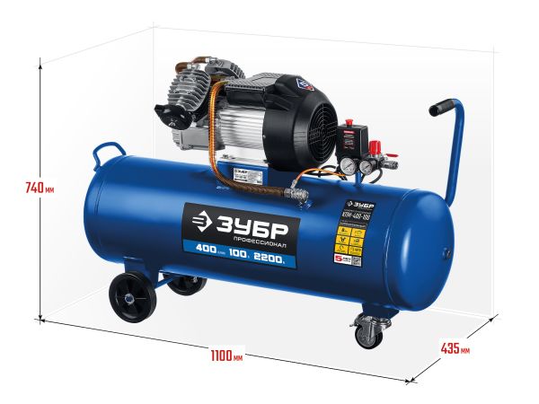 Компрессор с прямой передачей Зубр КПМ-400-100 - фото