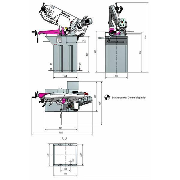 Ленточная пила по металлу Optimum OPTIsaw S 210G - фото