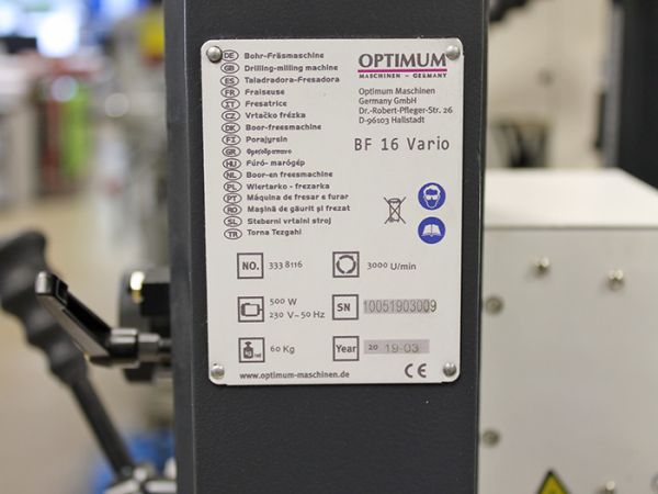 Фрезерный станок Optimum OPTImill BF 16Vario - фото