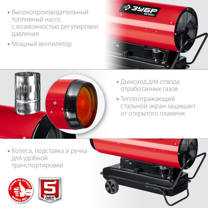 Тепловая пушка с отводом Зубр ДПН-К10-65-Д - фото