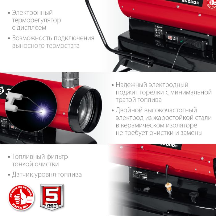 Тепловая пушка с отводом Зубр ДПН-К10-25-Д - фото