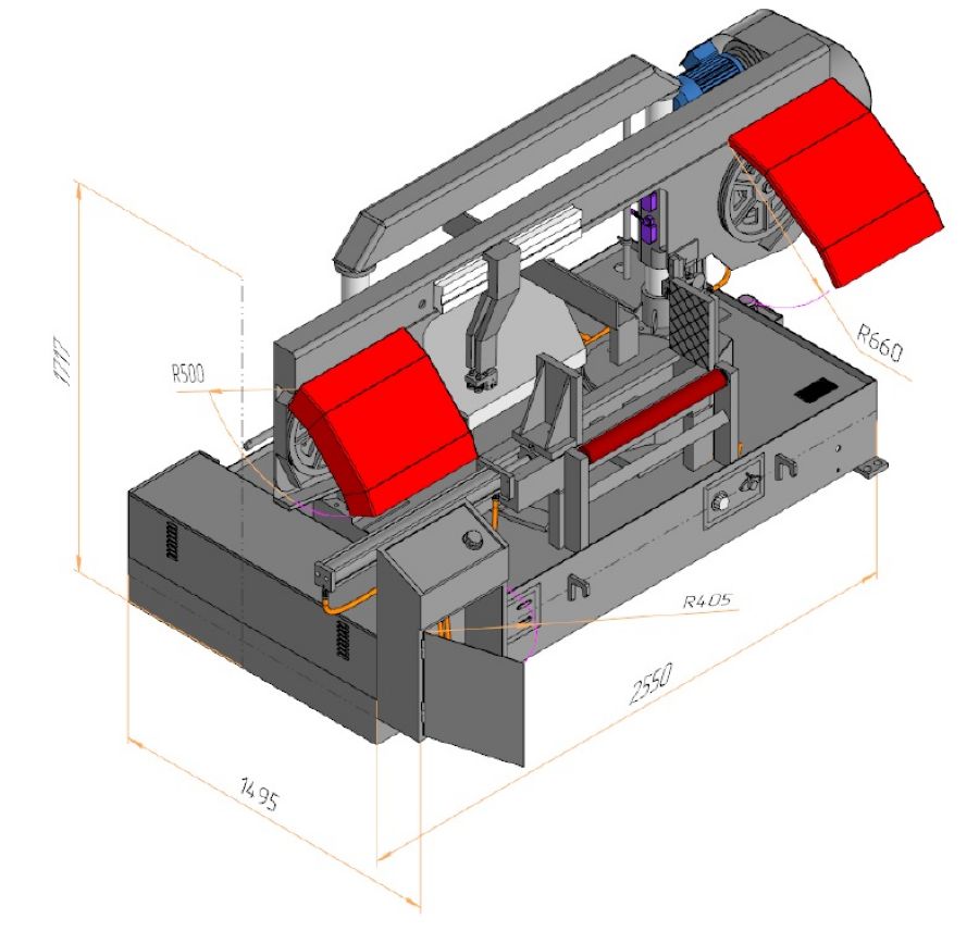 Двухколонный полуавтоматический ленточнопильный станок MetMachine LSZ4040А - фото