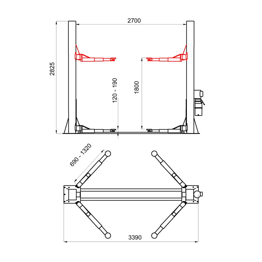 Подъемник автомобильный Wieder Kraft WDK-523 220 В - фото