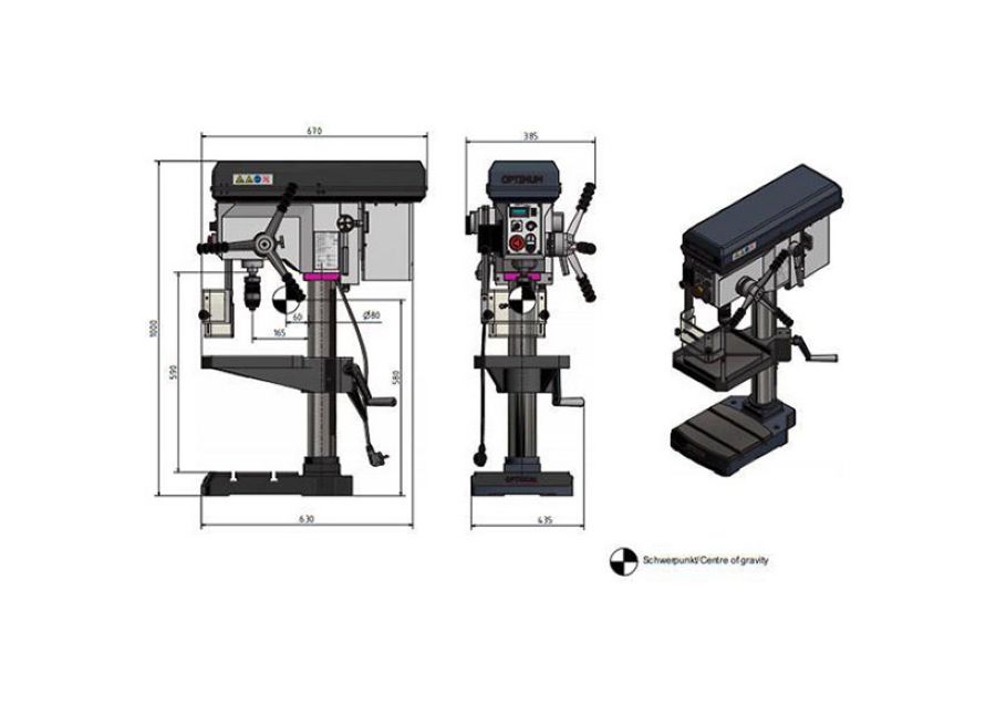 Станок сверлильный Optimum OPTIdrill B 24HV (220 В) - фото