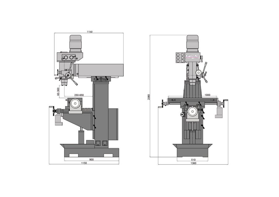 Сверлильно-фрезерный станок Optimum OPTImill MT 50 E - фото