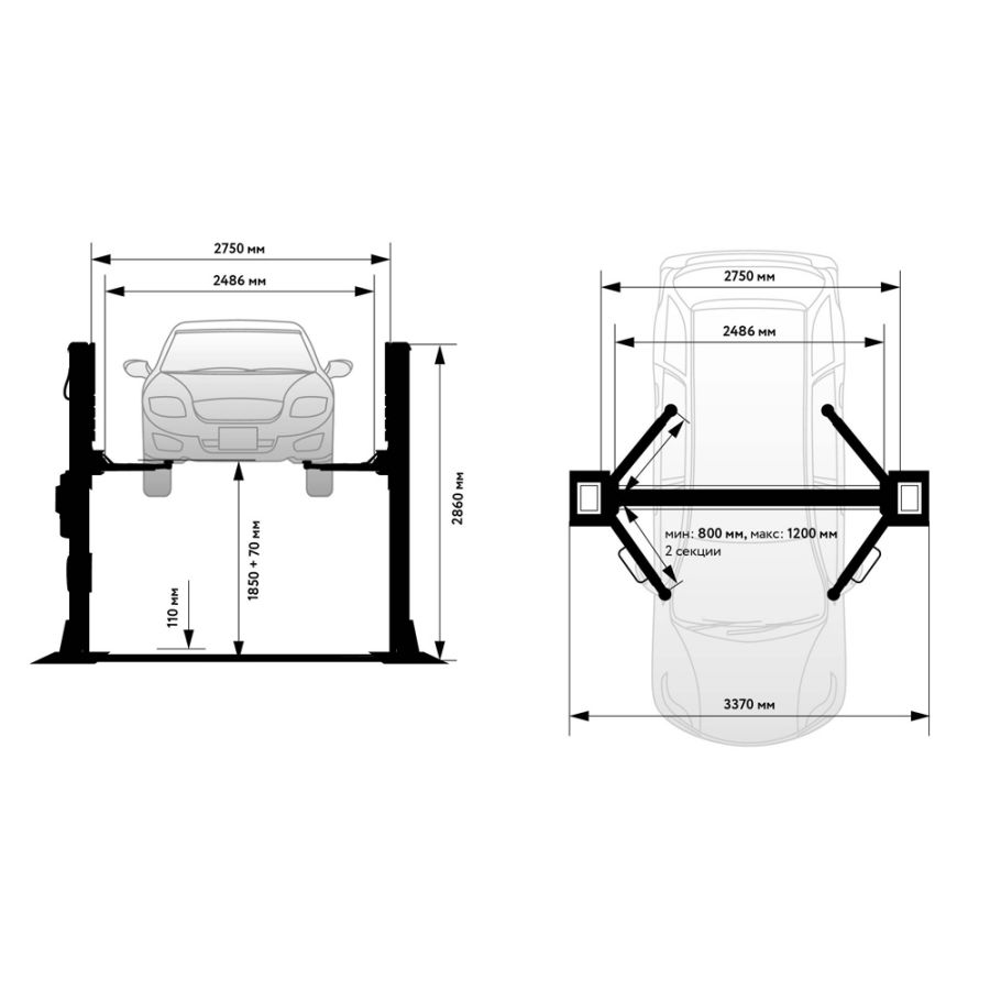 Подъемник автомобильный Wieder Kraft WDK-522E - фото