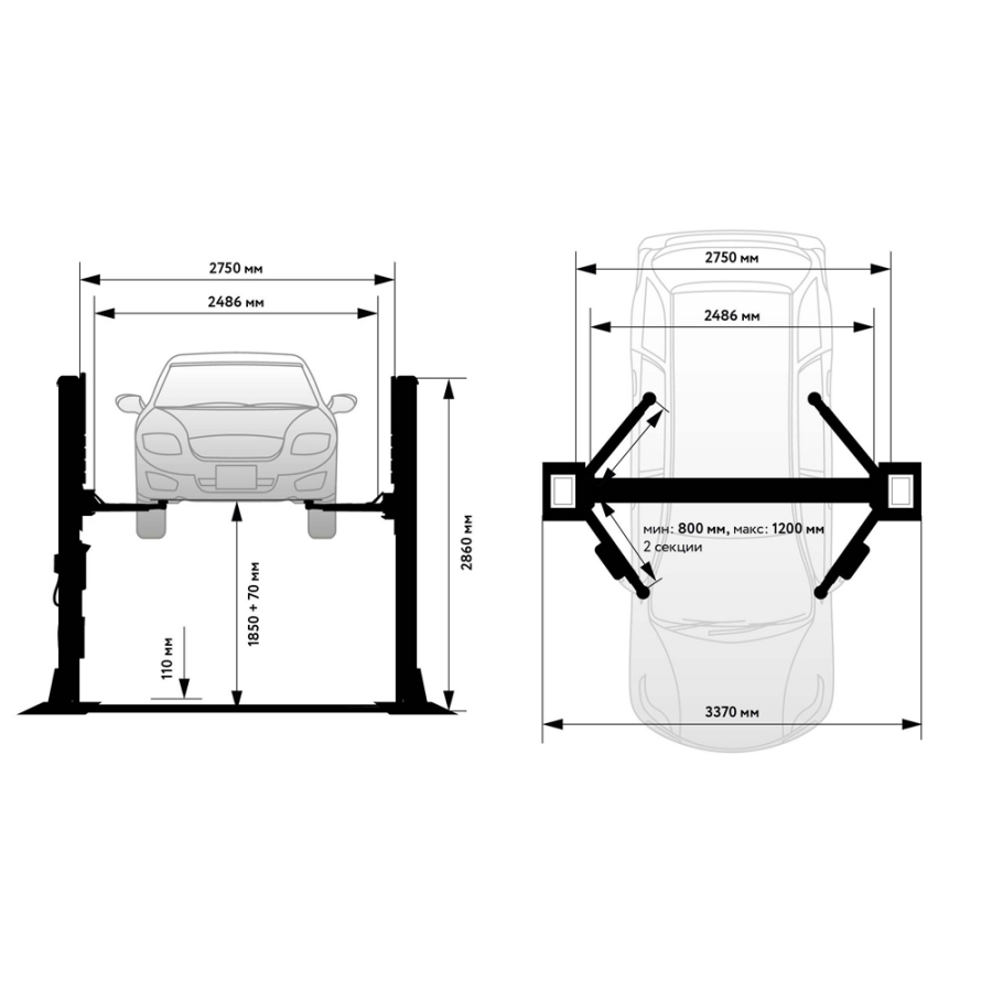 Подъемник автомобильный Wieder Kraft WDK-522/380 - фото
