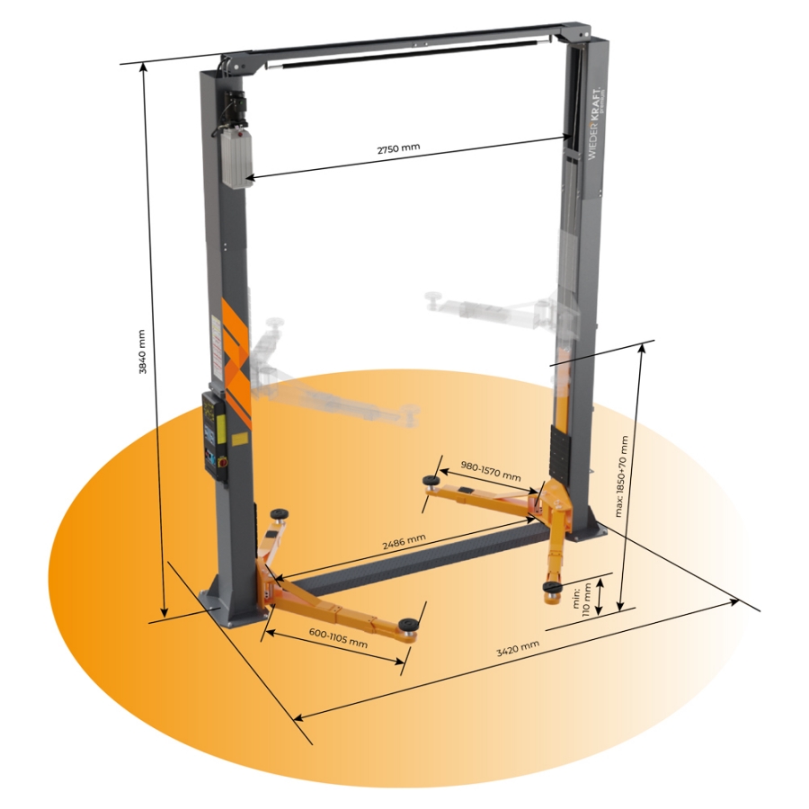 Подъемник автомобильный Wieder Kraft WDK-529E - фото