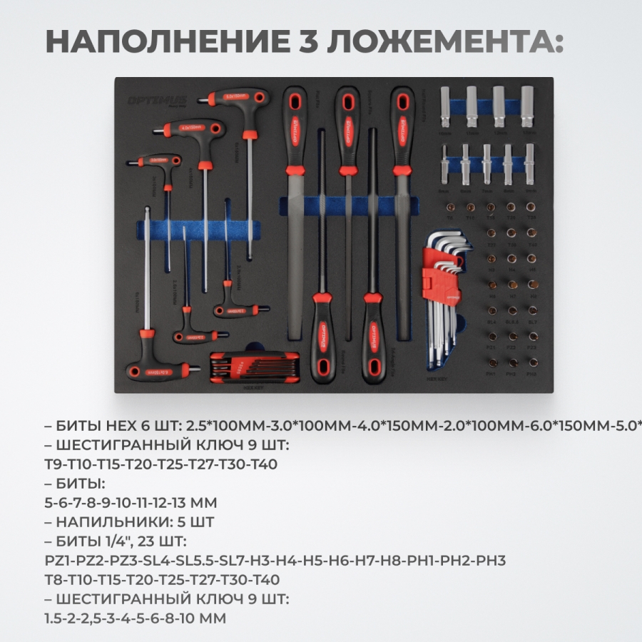 Тележка инструментальная OPTIMUS OPT-917P с набором инструмента - фото