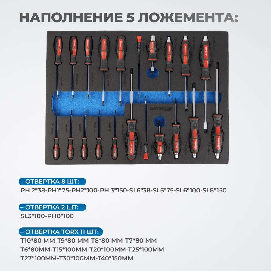 Тележка инструментальная OPTIMUS OPT-917P с набором инструмента - фото