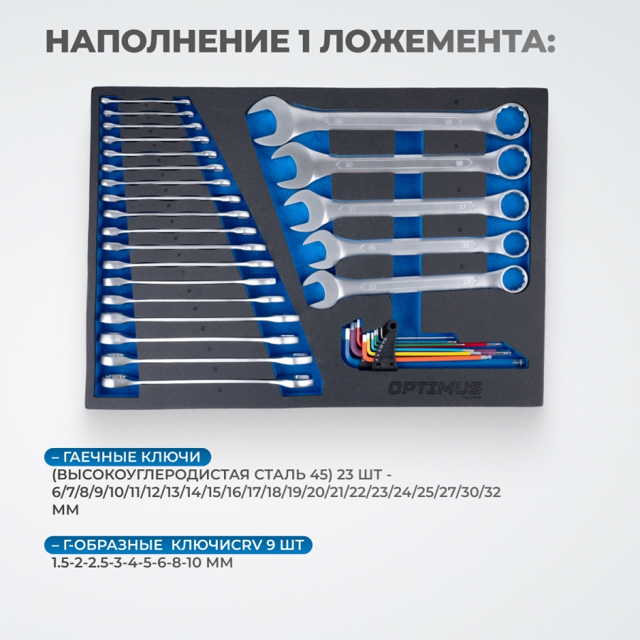 Тележка инструментальная OPTIMUS OPT-717MR с набором инструмента - фото