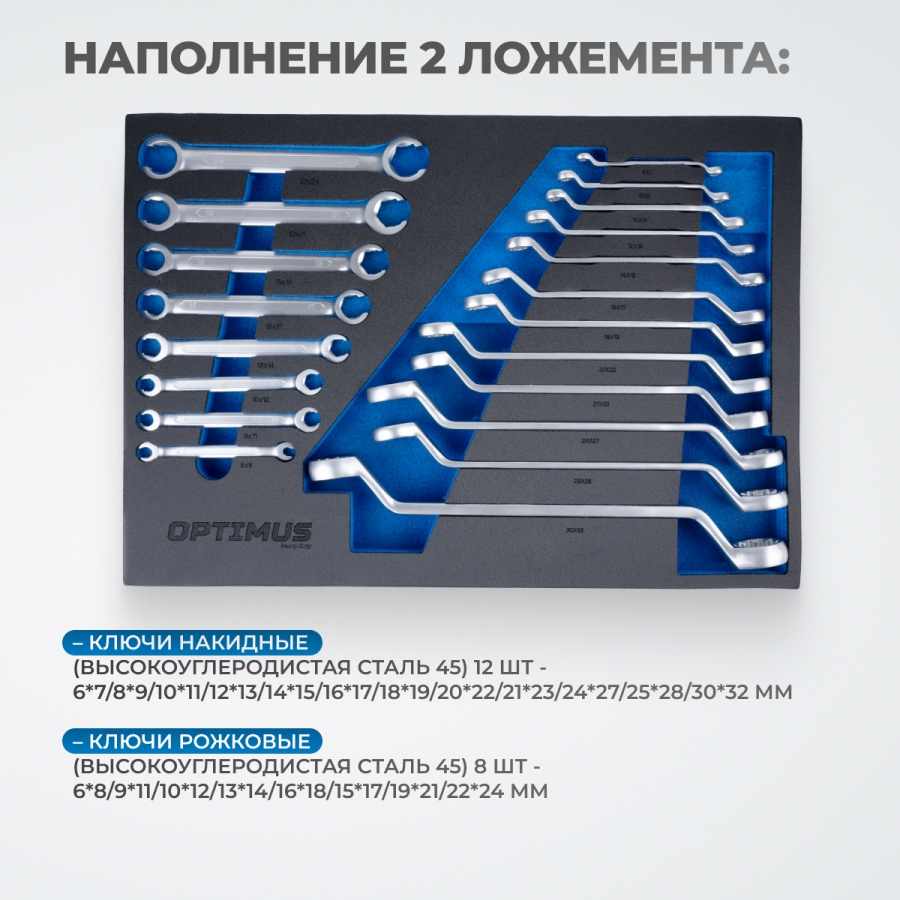 Тележка инструментальная OPTIMUS OPT-717MR с набором инструмента - фото