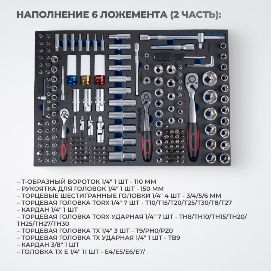 Тележка инструментальная OPTIMUS OPT-717MR с набором инструмента - фото