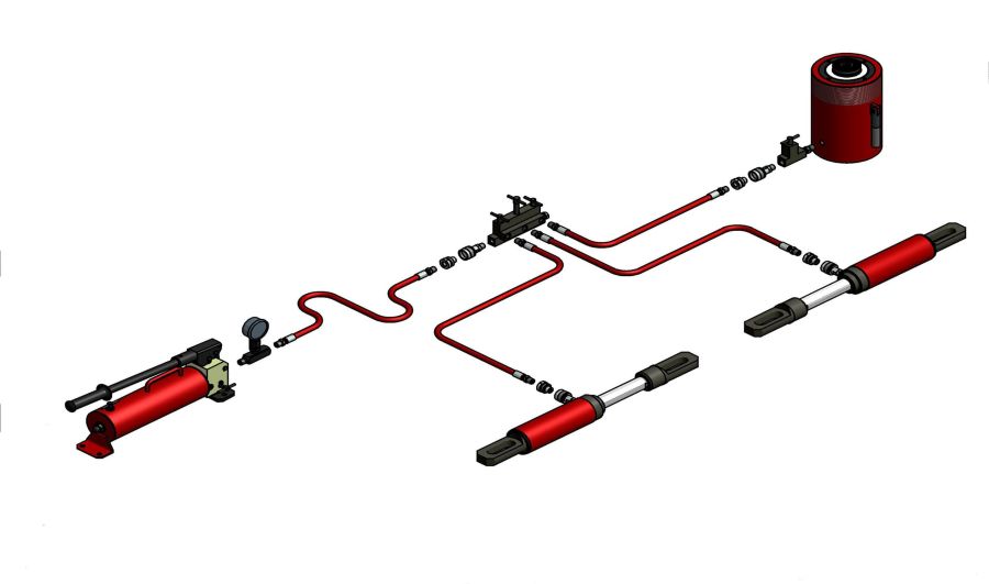 Система с несколькими рабочими механизмами одностороннего действия и одним предохранительным краном